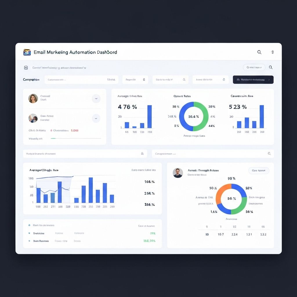 Email marketing automation dashboard showing campaign performance and customer segmentation